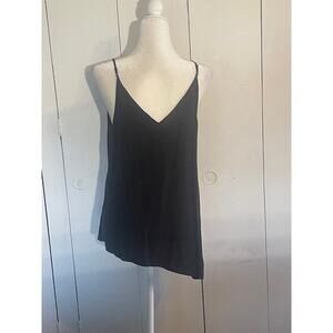 Chico Black Label Size 1 (Medium 8) 100% Silk Black Strappy Tank Top